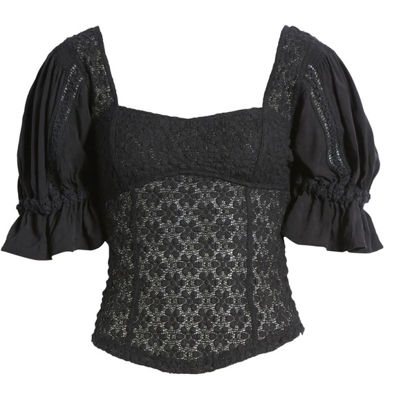 Adorable Free People Black Lace Top - NWT Small - Picture 4 of 6